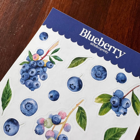 Blueberry Sticker Sheet – 27 Watercolour Fruit Stickers | Glossy Kiss Cut | Kitchen Garden
