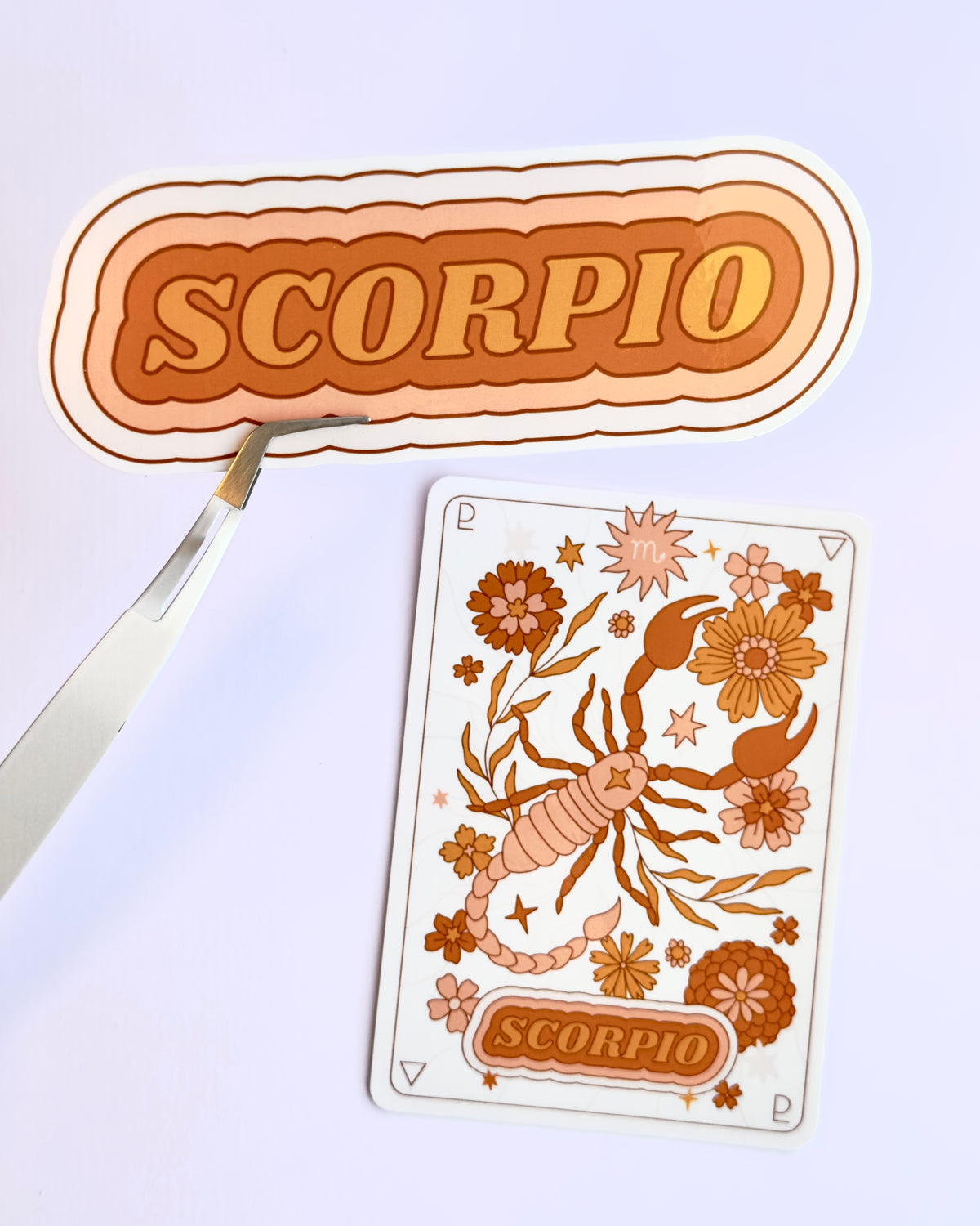 Scorpio Zodiac Sticker Bundle - Peach | Star Sign Word & Tarot Card Vinyl Stickers