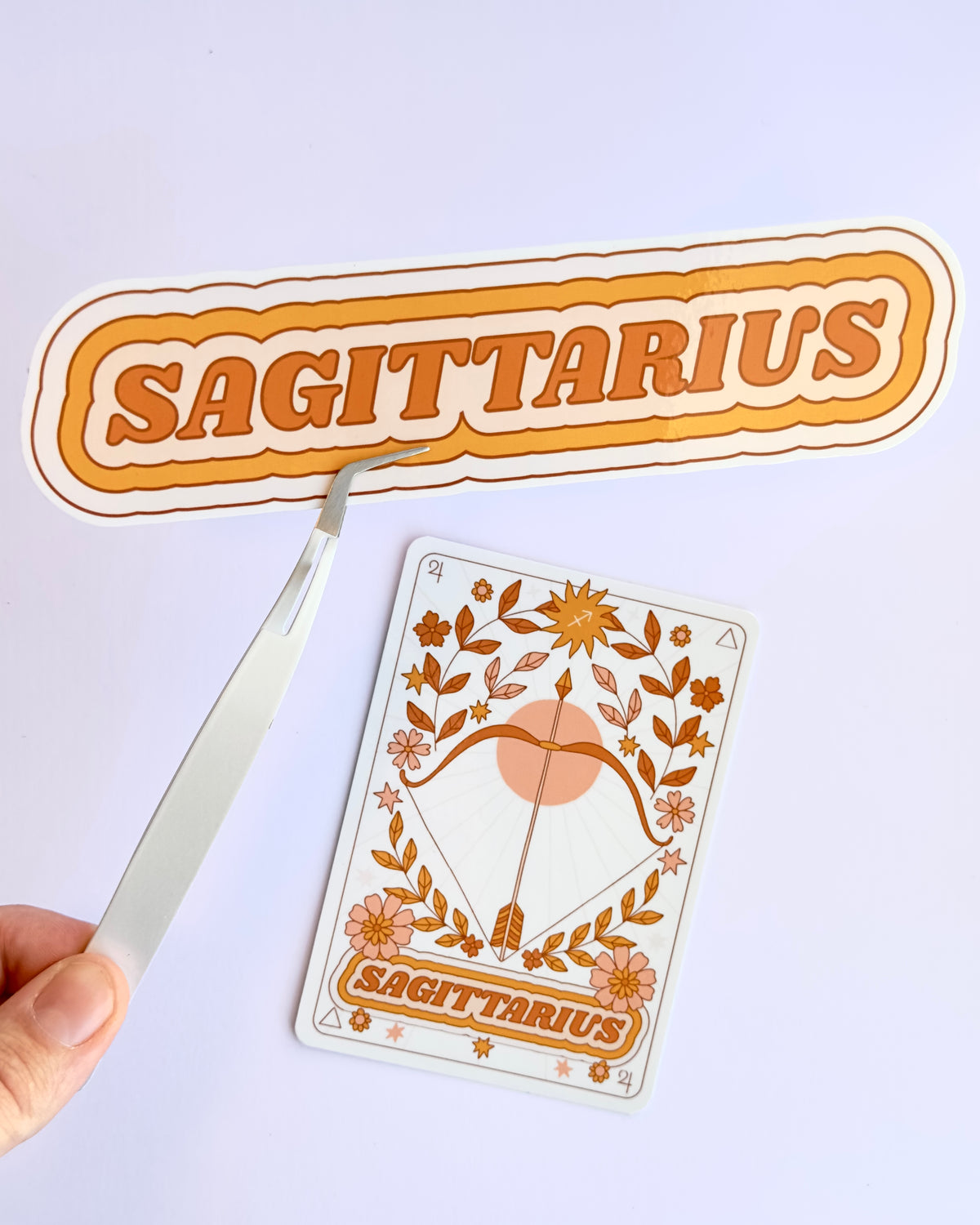 Sagittarius Zodiac Sticker Bundle - Peach | Star Sign Word & Tarot Card Vinyl Stickers