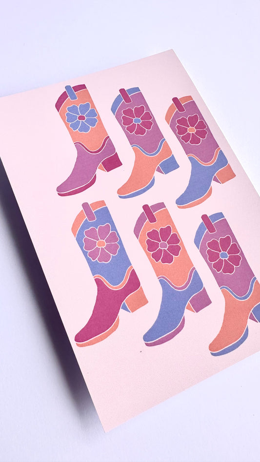 Groovy Cowgirl Art Print | Pastel Haze Collection | A6 Print