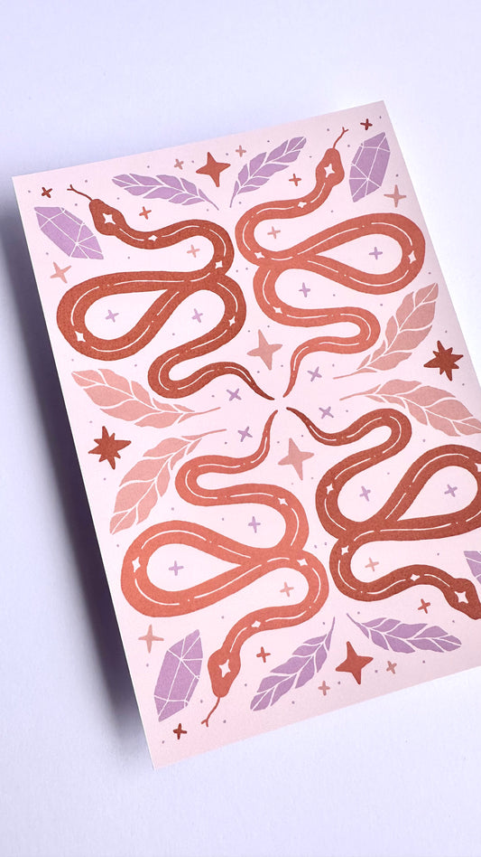 Sunset Serpents Art Print | Sun Baked Collection | A6 Print