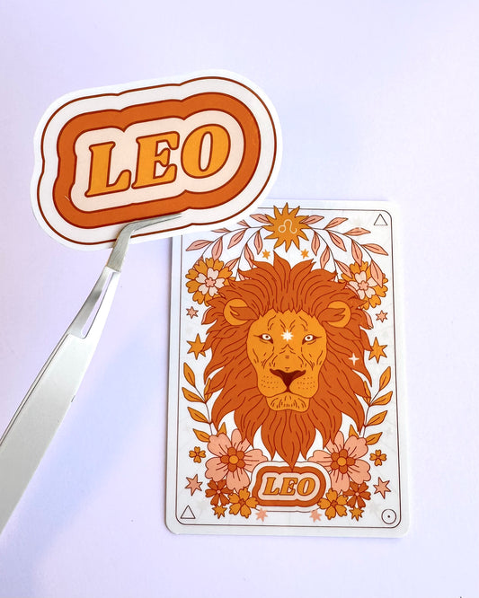 Leo Zodiac Sticker Bundle - Peach | Star Sign Word & Tarot Card Vinyl Stickers
