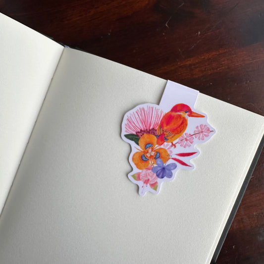 Magnetic Bookmark - Kingfisher & Wildflowers