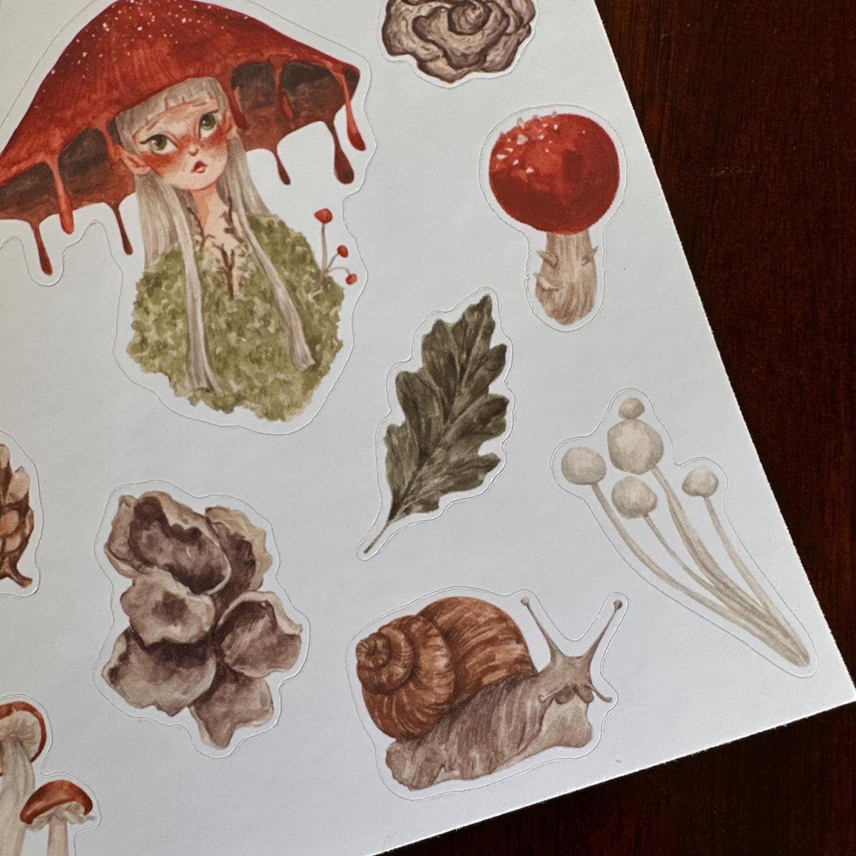 Forest Magic Sticker Sheet – 15 Handmade Mushroomcore Stickers | Glossy Kiss Cut | Forest Fairy