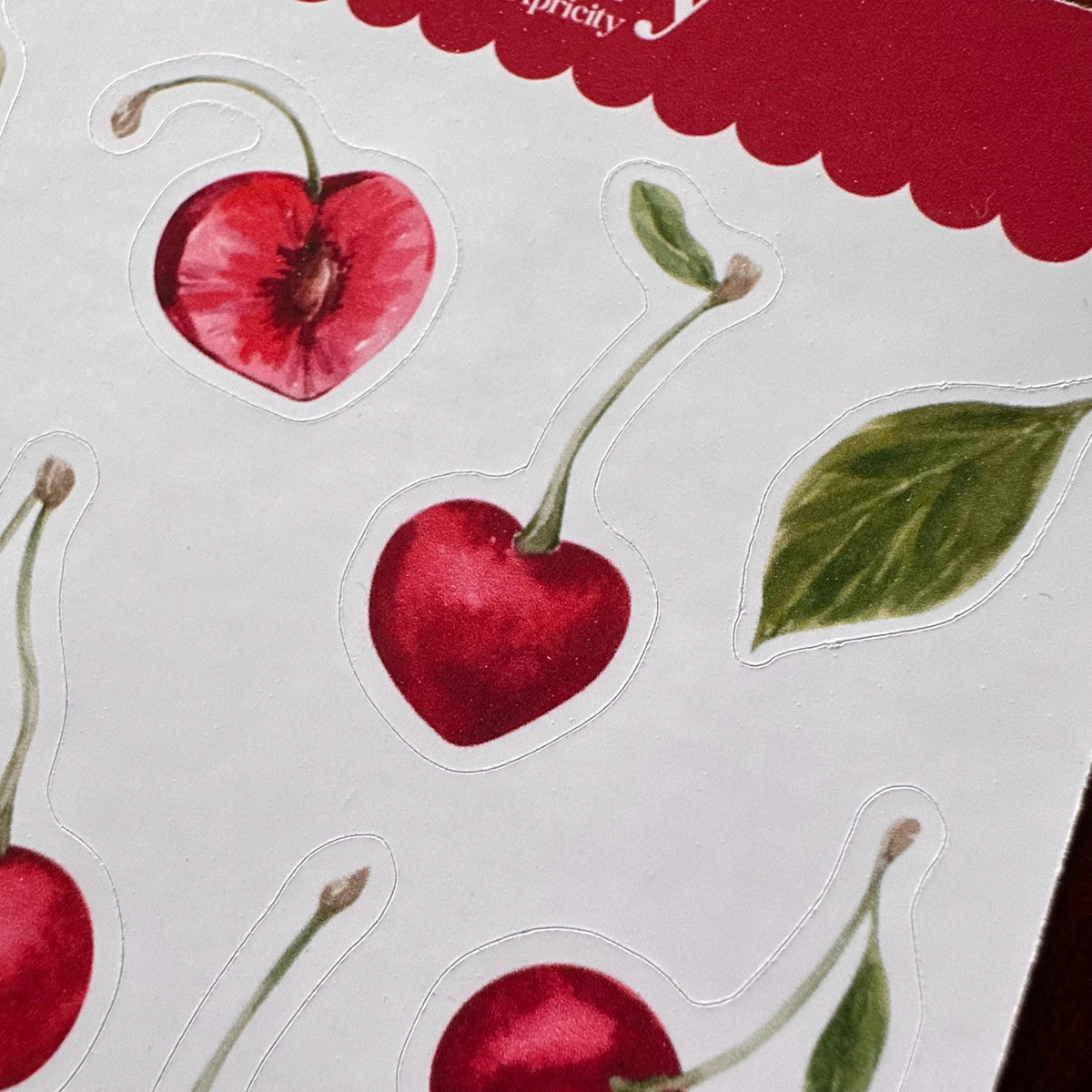 Cherry Sticker Sheet – 13 Watercolour Fruit Stickers | Glossy Kiss Cut | Kitchen Garden