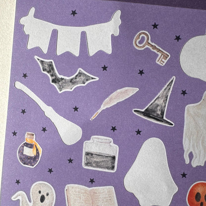 Friendly Spirits Mini Halloween Sticker Sheet – 19 Ghost Stickers | 4x6 | Secret Spellbook