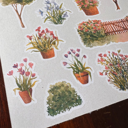 Cottage Garden Sticker Bundle – 3 Watercolour Sticker Sheets | 55 Stickers, Matte Kiss Cut