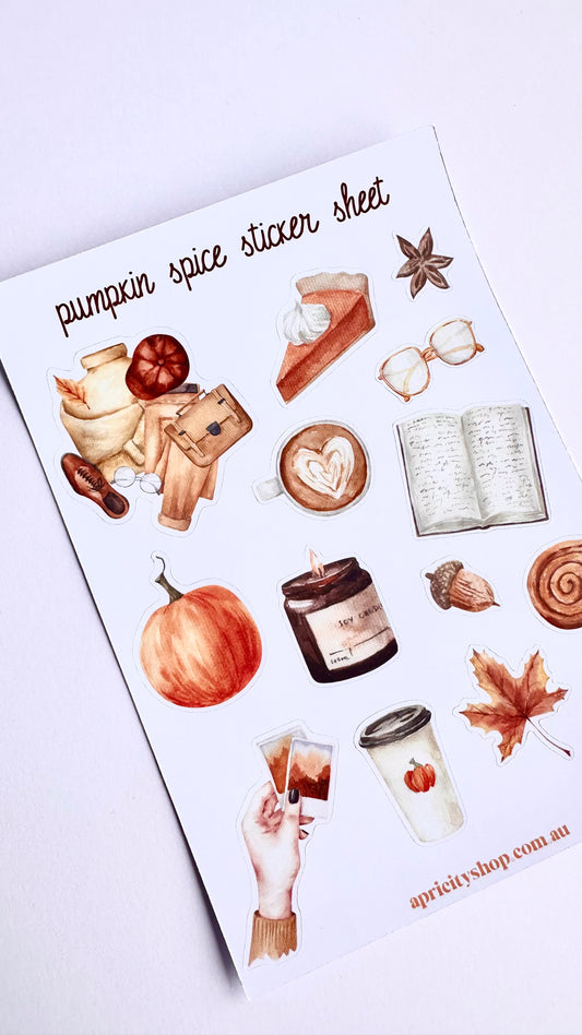 Pumpkin Spice Sticker Sheet | Cozy Autumn Stickers for Journals & Planners