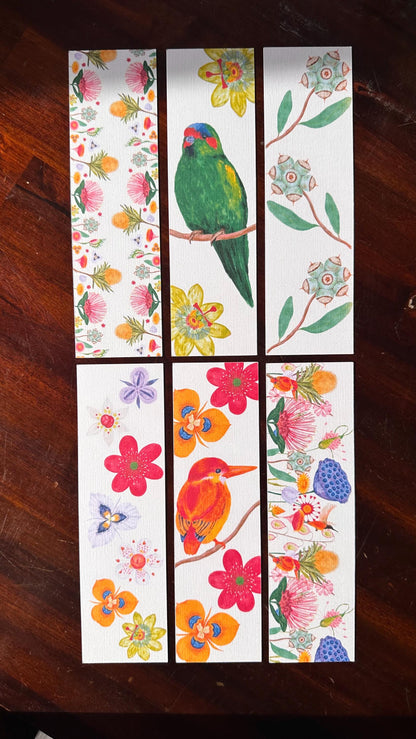 Australian Native Flora Bookmarks – Set of 6 Handmade Cardstock Bookmarks | Wild Bloom | Book Lover Gift