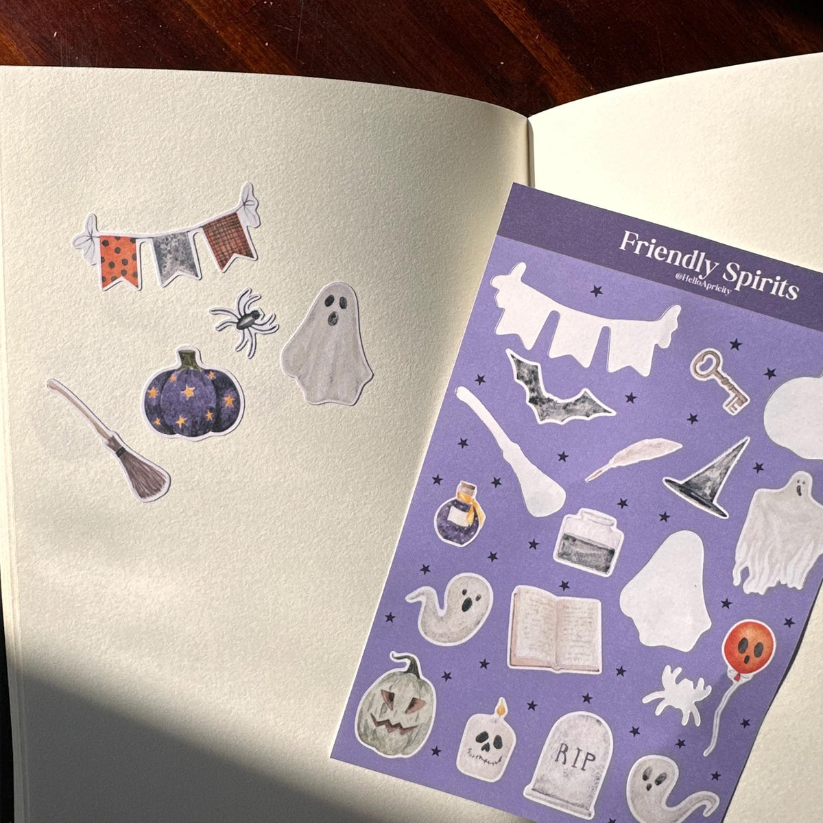 Friendly Spirits Mini Halloween Sticker Sheet – 19 Ghost Stickers | 4x6 | Secret Spellbook