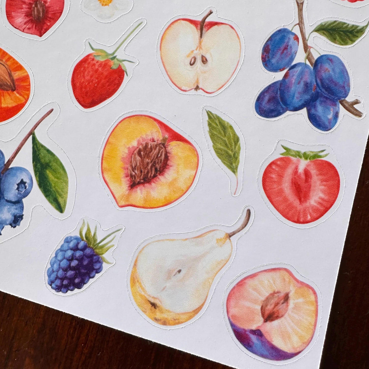 Fruit Salad Sticker Sheet – 20 Watercolour Fruit Stickers | Glossy Kiss Cut | Kitchen Garden