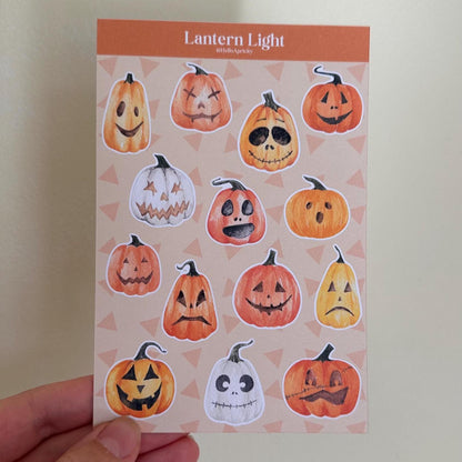 Pumpkin Mini Halloween Sticker Sheet – 14 Stickers | 4x6 | Lantern Light - Secret Spellbook