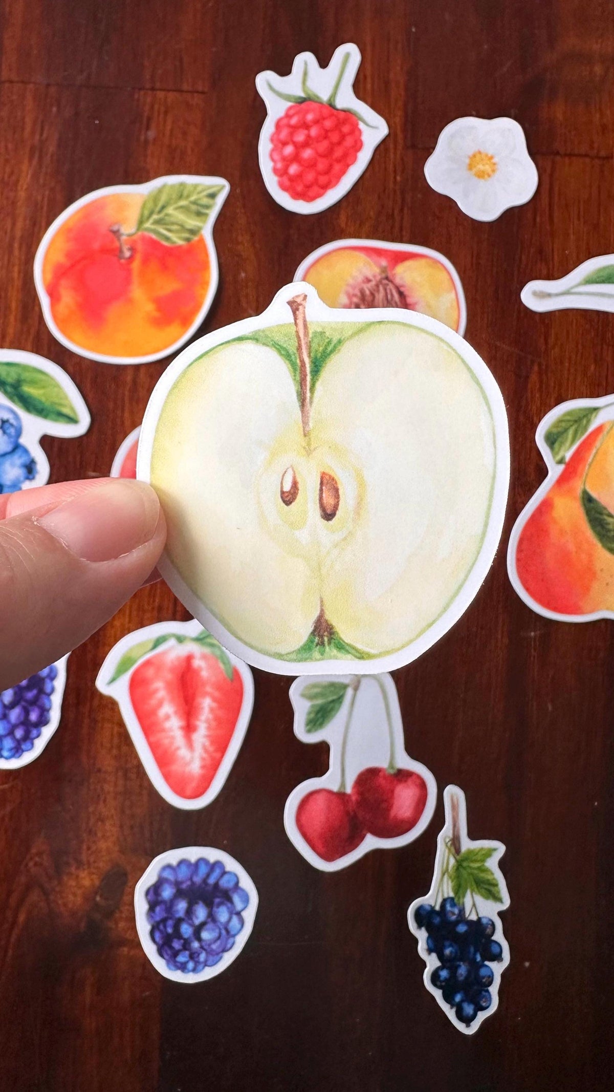 Fruit Die Cut Stickers – 16 Watercolour Vinyl Stickers | Kitchen Garden