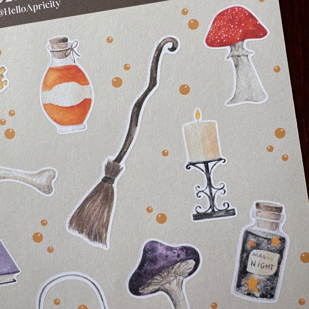 Apothecary Halloween Sticker Sheet – 20 Mushroom & Potion Stickers | Matte Kiss Cut | Ancient Recipe - Secret Spellbook