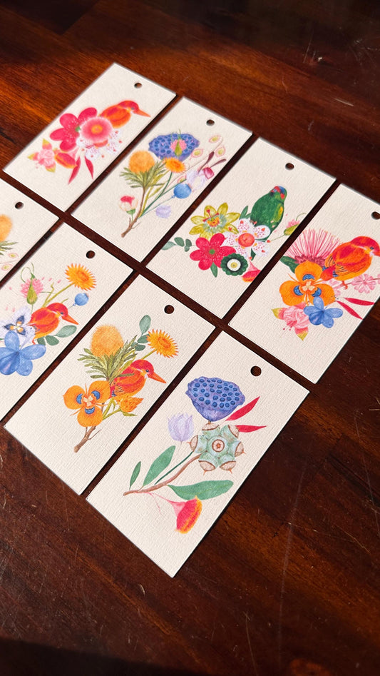 Australian Native Flora Blank Gift Tags – Set of 8, Write Your Own | Cotton String | Wild Bloom