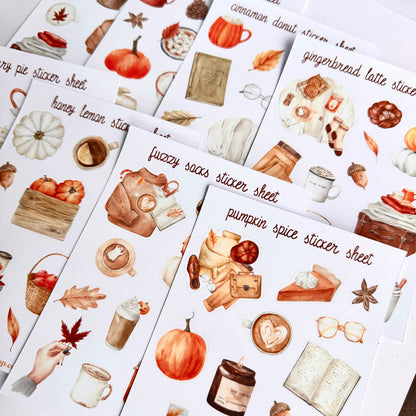 Cozy Autumn Sticker Bundle | 8 Sheets, 105 Stickers for Journals & Planners