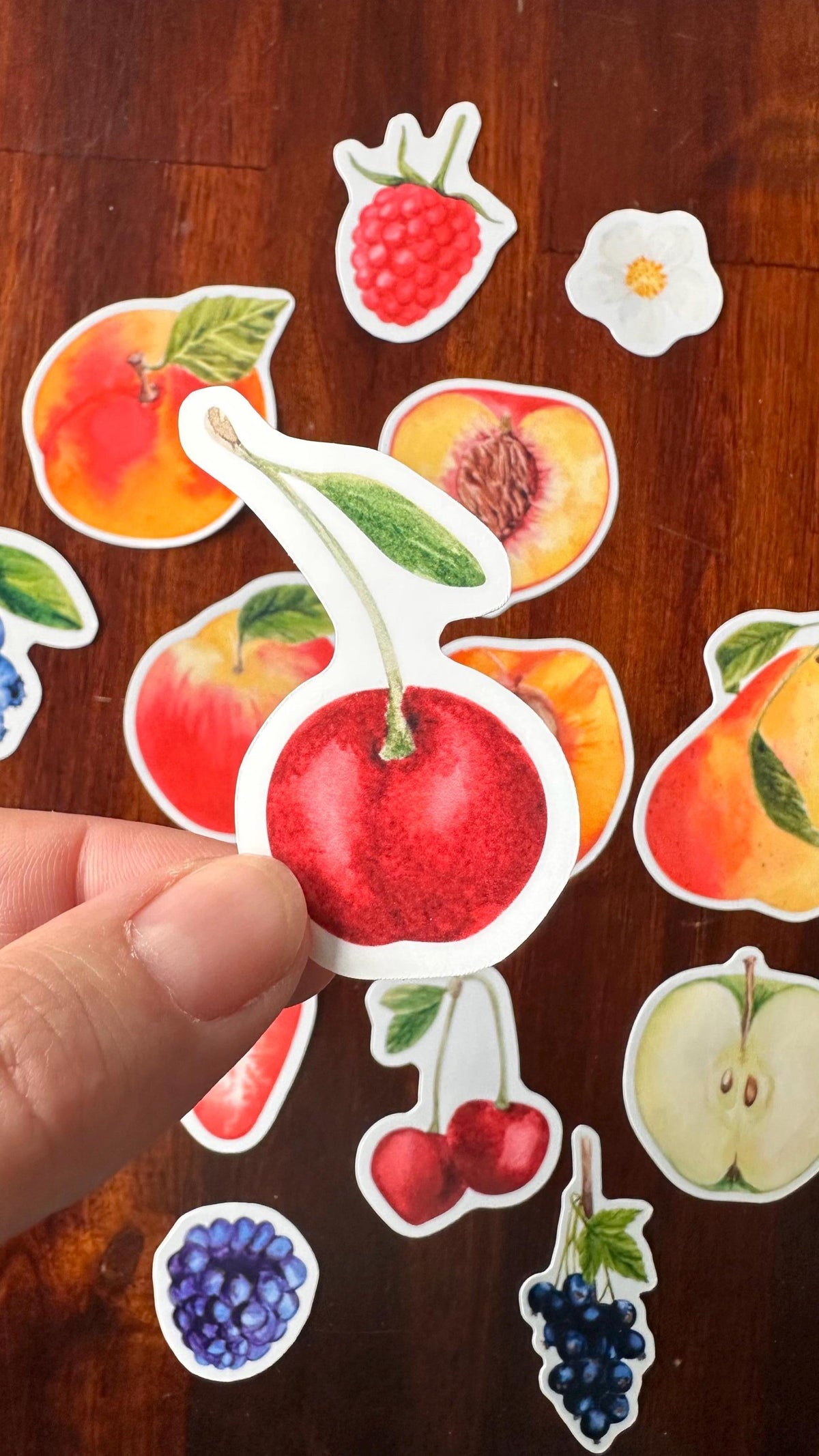 Fruit Die Cut Stickers – 16 Watercolour Vinyl Stickers | Kitchen Garden