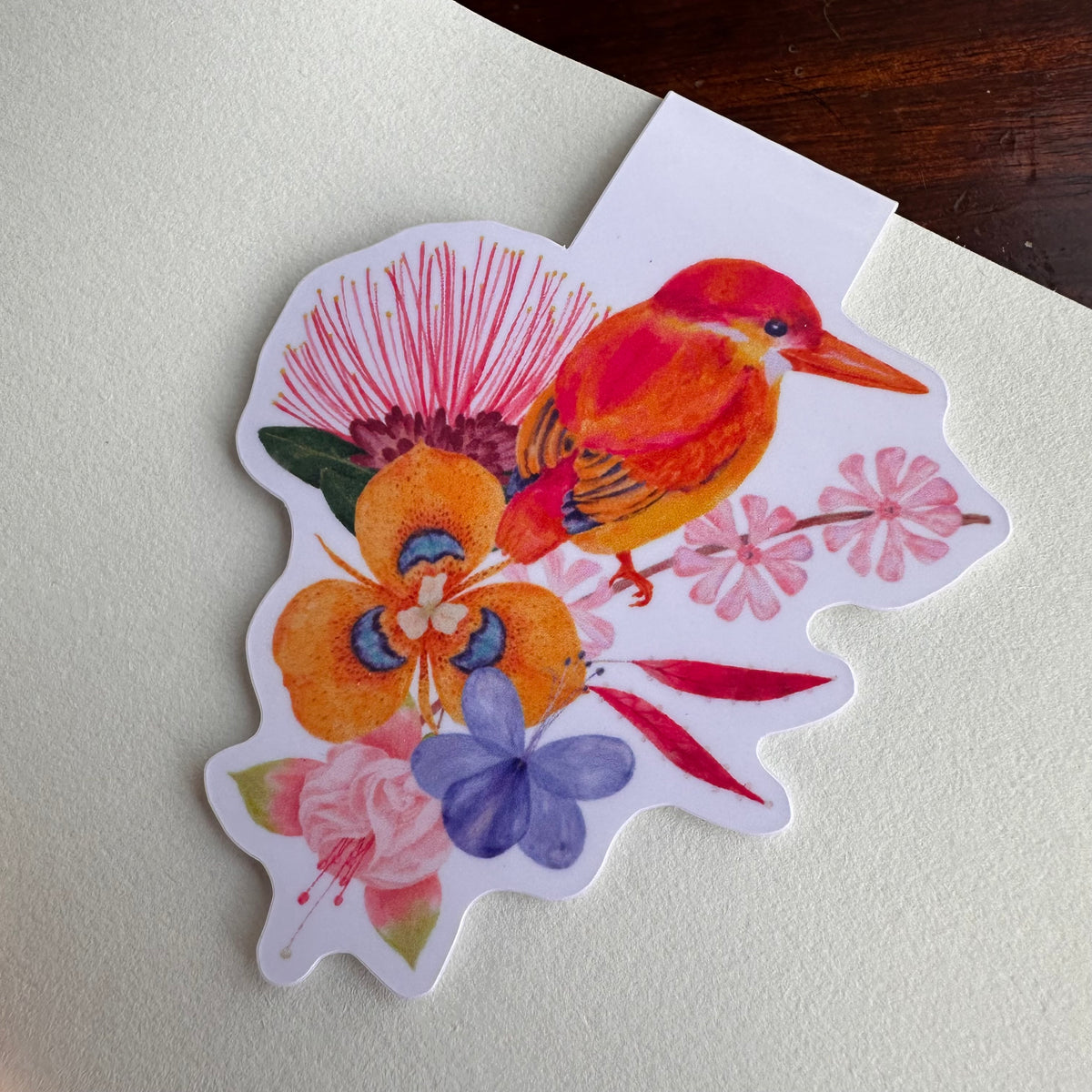 Magnetic Bookmark - Kingfisher & Wildflowers