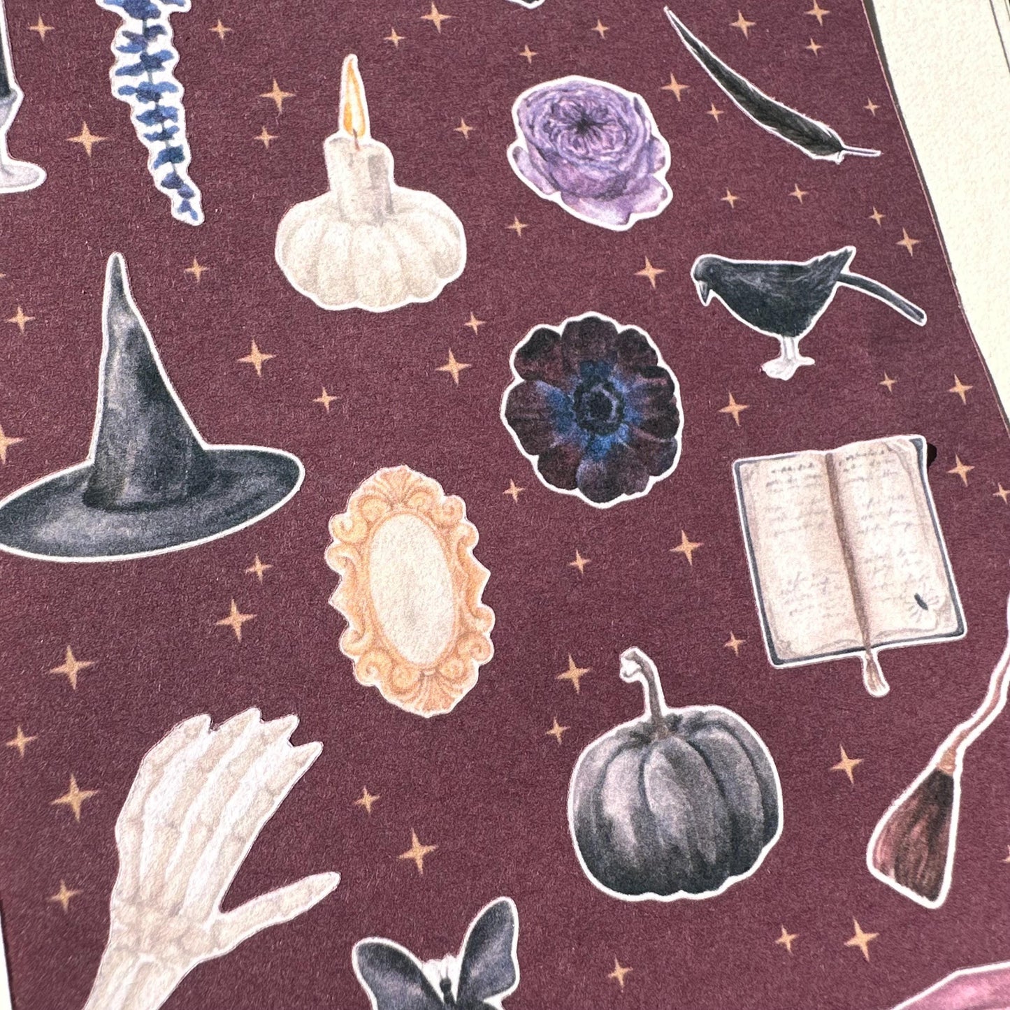 Witching Hour Mini Halloween Sticker Sheet – 21 Witch & Skull Stickers | 4x6 | Secret Spellbook