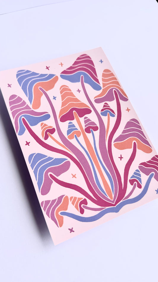 Mushroom Bloom Art Print | Pastel Haze Collection | A6 Print
