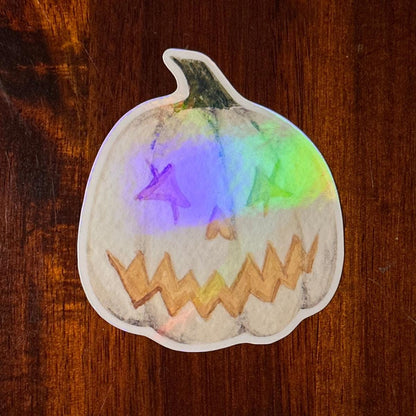 Moonlight Halloween Holographic Stickers – Skull, Gravestone, Pumpkin & Bat | Rainbow Shimmer Vinyl