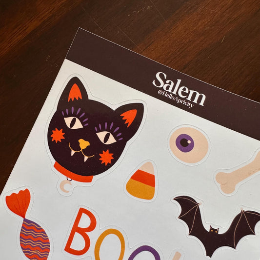Halloween Sticker Sheet – 14 Black Cat Halloween Stickers | Glossy Kiss Cut | Salem - Familiar Faces
