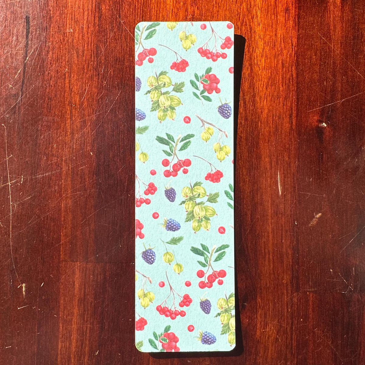 Fruit Bookmark Set – Cool Tones | 4 Handmade Watercolour Bookmarks | Apple, Blueberry, Mixed Berry, Plum & Apricot