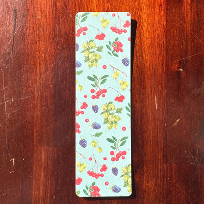 Fruit Bookmark Set – Cool Tones | 4 Handmade Watercolour Bookmarks | Apple, Blueberry, Mixed Berry, Plum & Apricot