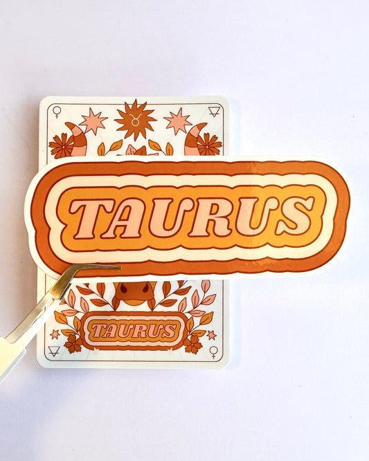 Taurus Zodiac Sticker Bundle - Peach | Star Sign Word & Tarot Card Vinyl Stickers