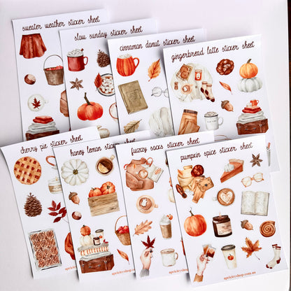 Cozy Autumn Sticker Bundle | 8 Sheets, 105 Stickers for Journals & Planners