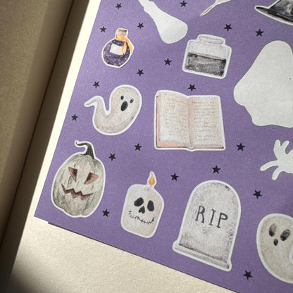 Friendly Spirits Mini Halloween Sticker Sheet – 19 Ghost Stickers | 4x6 | Secret Spellbook