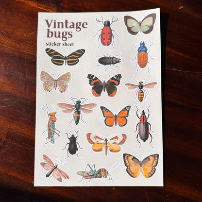Insect Sticker Sheet – 17 Vintage Bug Stickers | Butterfly, Beetle & Moth | Matte Kiss Cut
