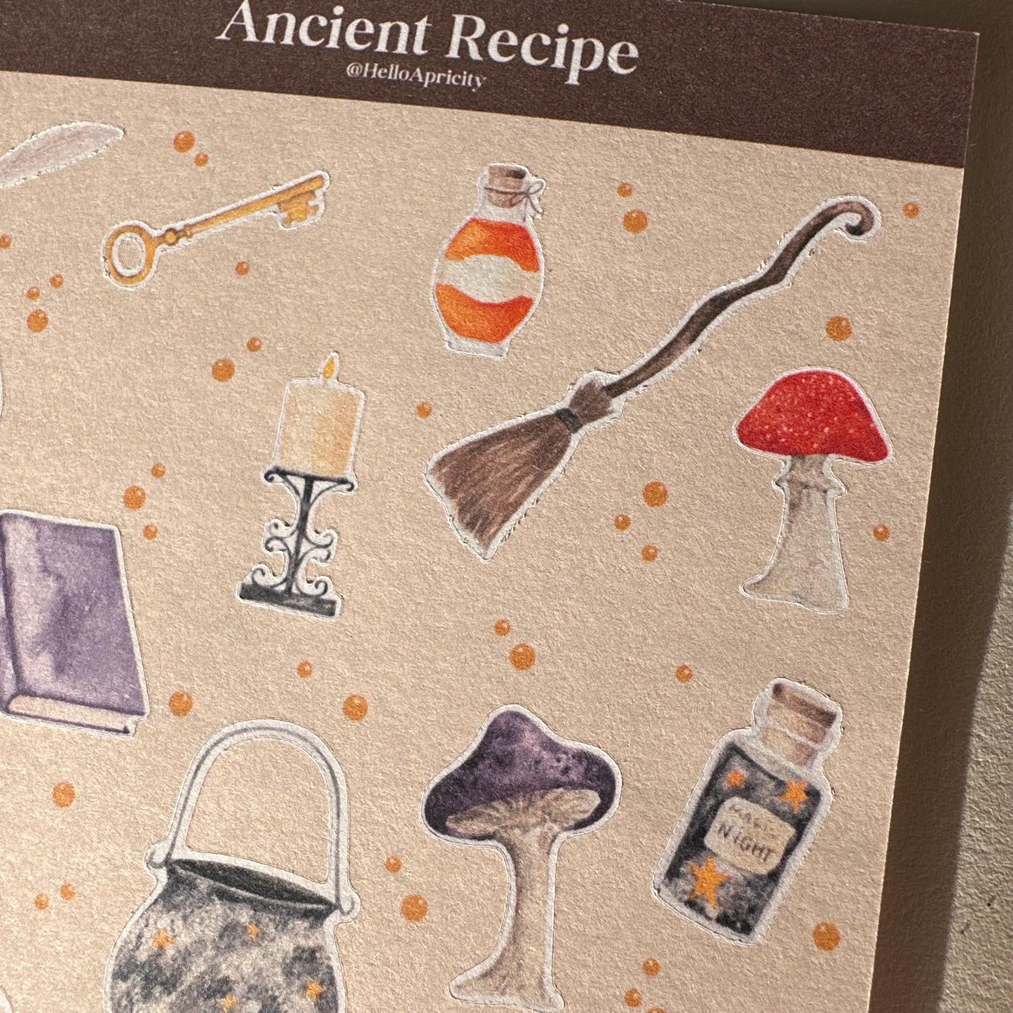 Apothecary Mini Halloween Sticker Sheet – 20 Mushroom & Potion Stickers | 4x6 | Ancient Recipe - Secret Spellbook