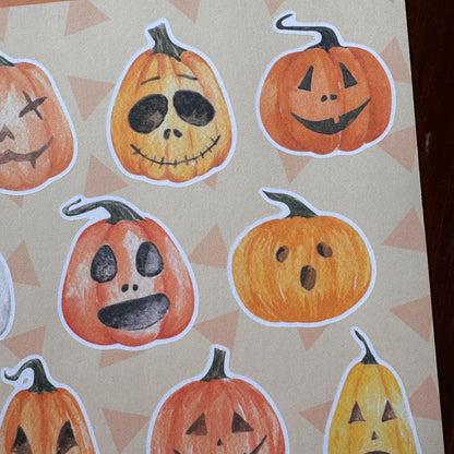 Pumpkin Halloween Sticker Sheet – 14 Stickers | Matte Kiss Cut | Lantern Light - Secret Spellbook