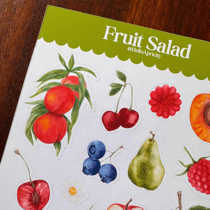 Fruit Salad Sticker Sheet – 20 Watercolour Fruit Stickers | Glossy Kiss Cut | Kitchen Garden