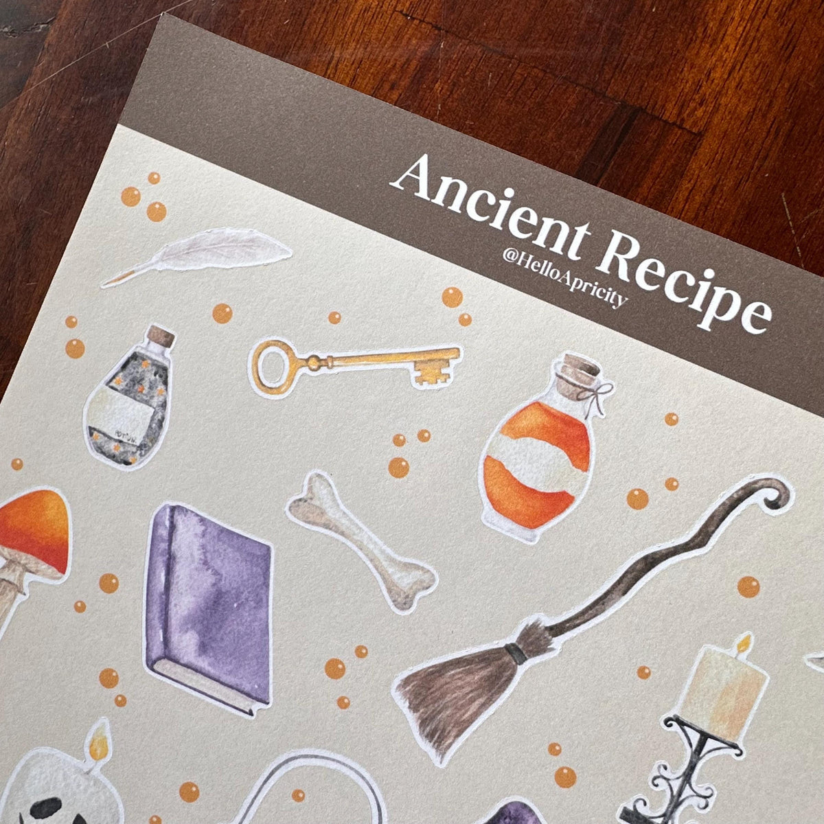 Apothecary Halloween Sticker Sheet – 20 Mushroom & Potion Stickers | Matte Kiss Cut | Ancient Recipe - Secret Spellbook