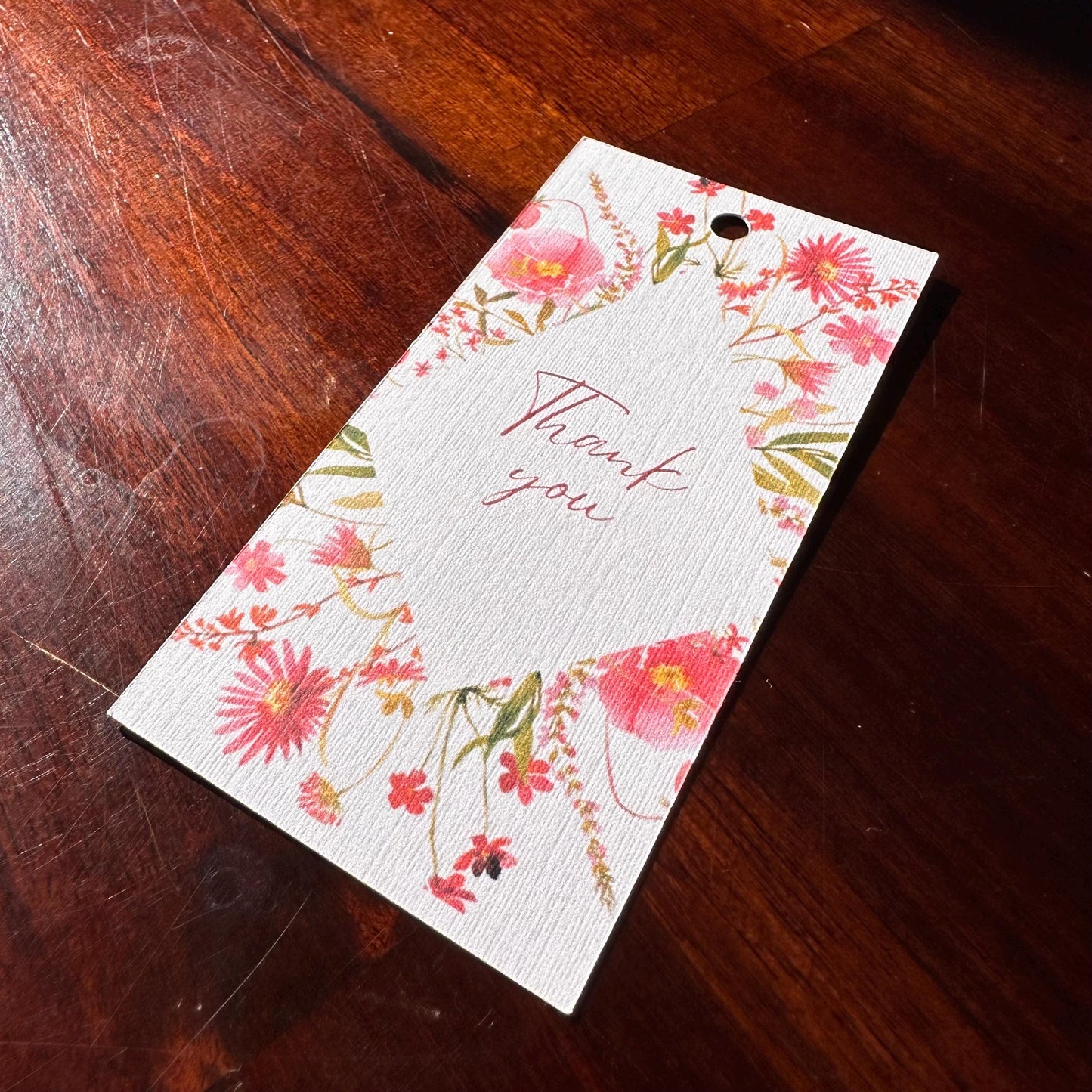 Thank You Gift Tags – Set of 6 Wildflower Tags with Cotton String | Cardstock