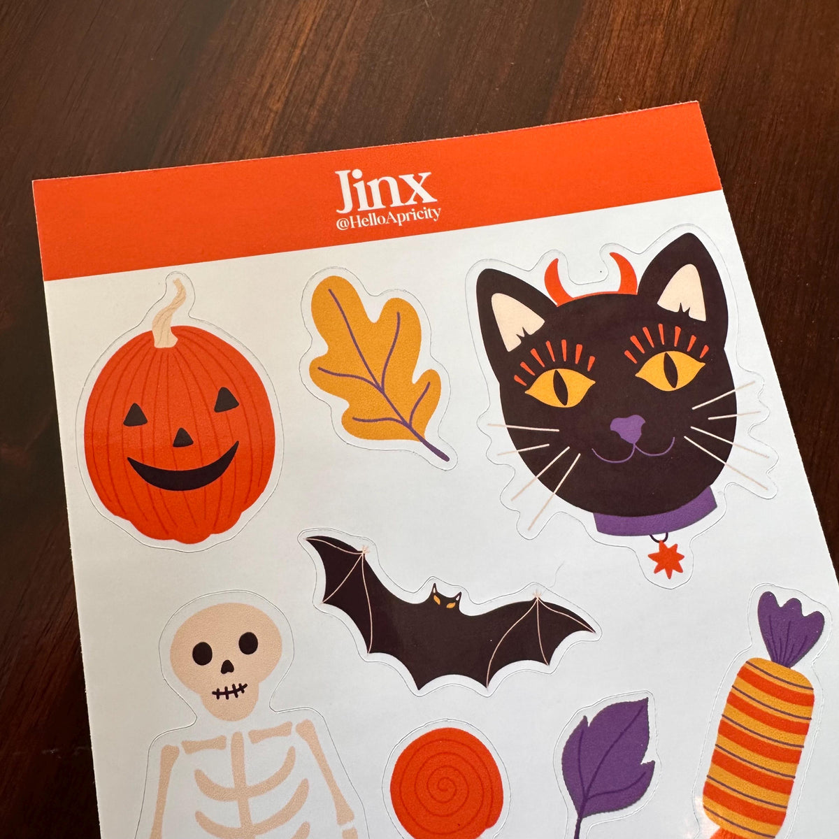 Halloween Sticker Sheet – 12 Black Cat Halloween Stickers | Glossy Kiss Cut | Jinx - Familiar Faces