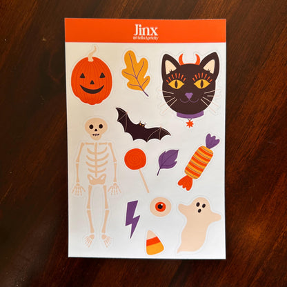 Familiar Faces Halloween Sticker Bundle – Jinx, Luna & Salem | 38 Black Cat Halloween Stickers