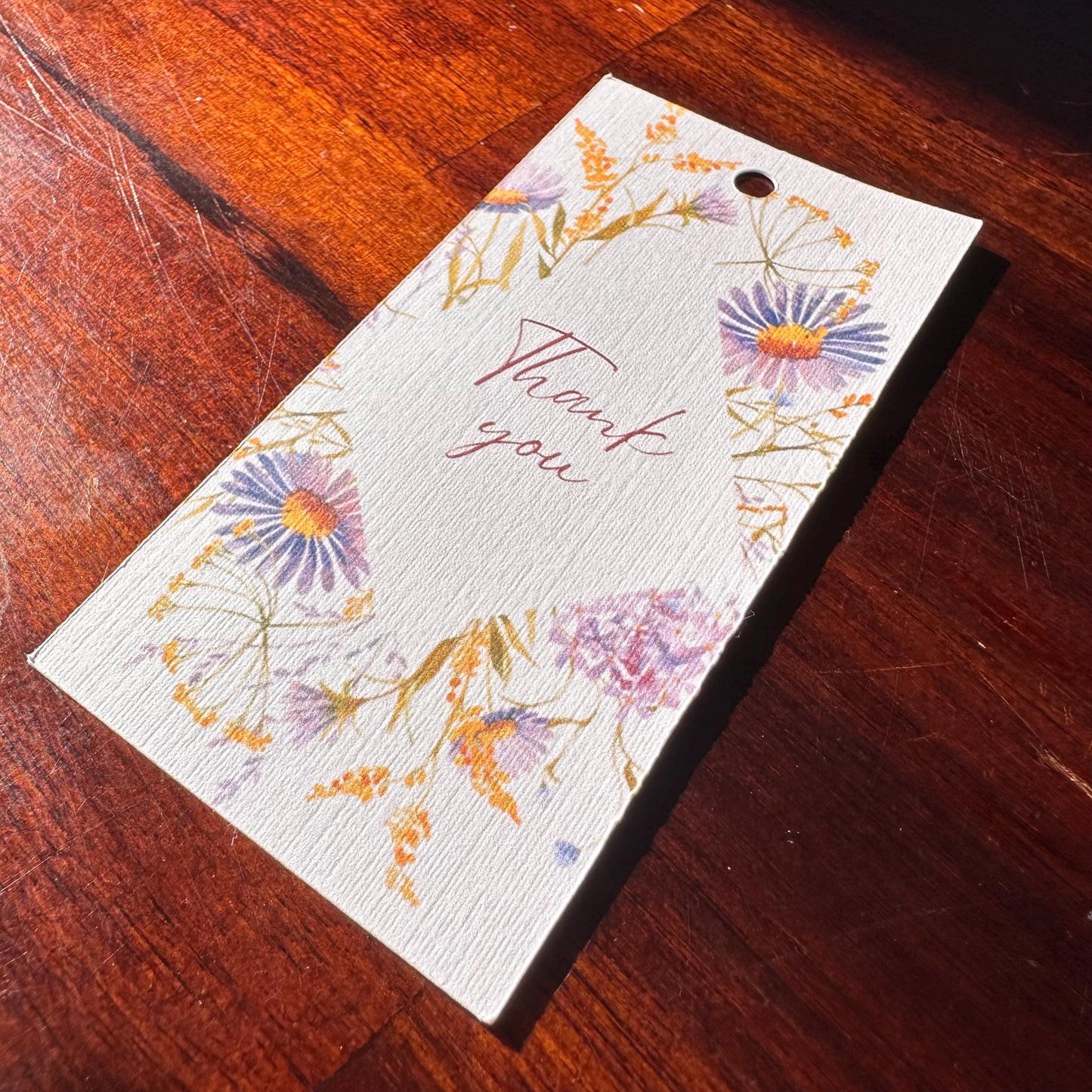Thank You Gift Tags – Set of 6 Wildflower Tags with Cotton String | Cardstock