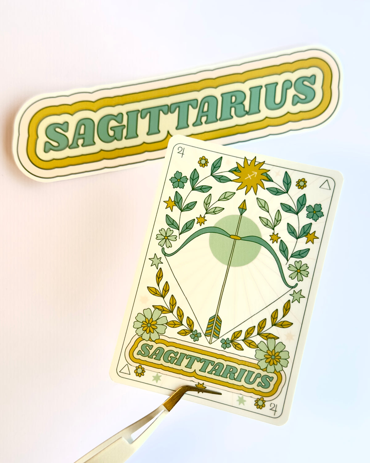 Sagittarius Zodiac Sticker Bundle - Teal | Star Sign Word & Tarot Card Vinyl Stickers