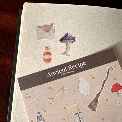 Apothecary Mini Halloween Sticker Sheet – 20 Mushroom & Potion Stickers | 4x6 | Ancient Recipe - Secret Spellbook