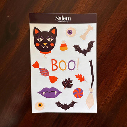 Familiar Faces Halloween Sticker Bundle – Jinx, Luna & Salem | 38 Black Cat Halloween Stickers