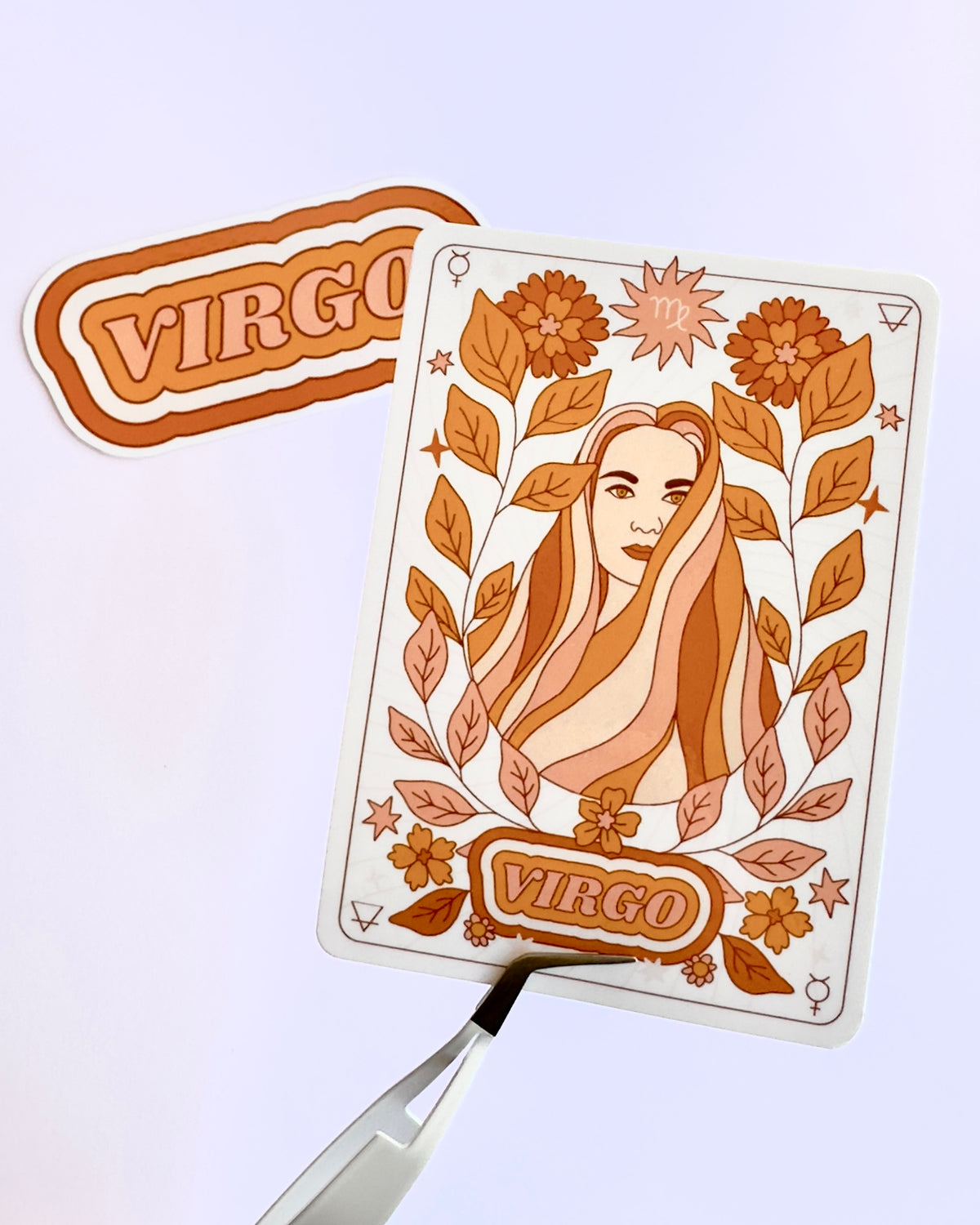 Virgo Zodiac Sticker Bundle - Peach | Star Sign Word & Tarot Card Vinyl Stickers