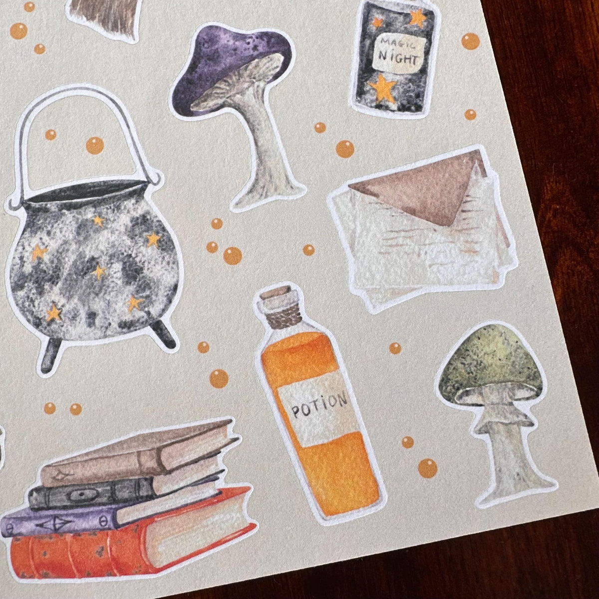 Apothecary Halloween Sticker Sheet – 20 Mushroom & Potion Stickers | Matte Kiss Cut | Ancient Recipe - Secret Spellbook