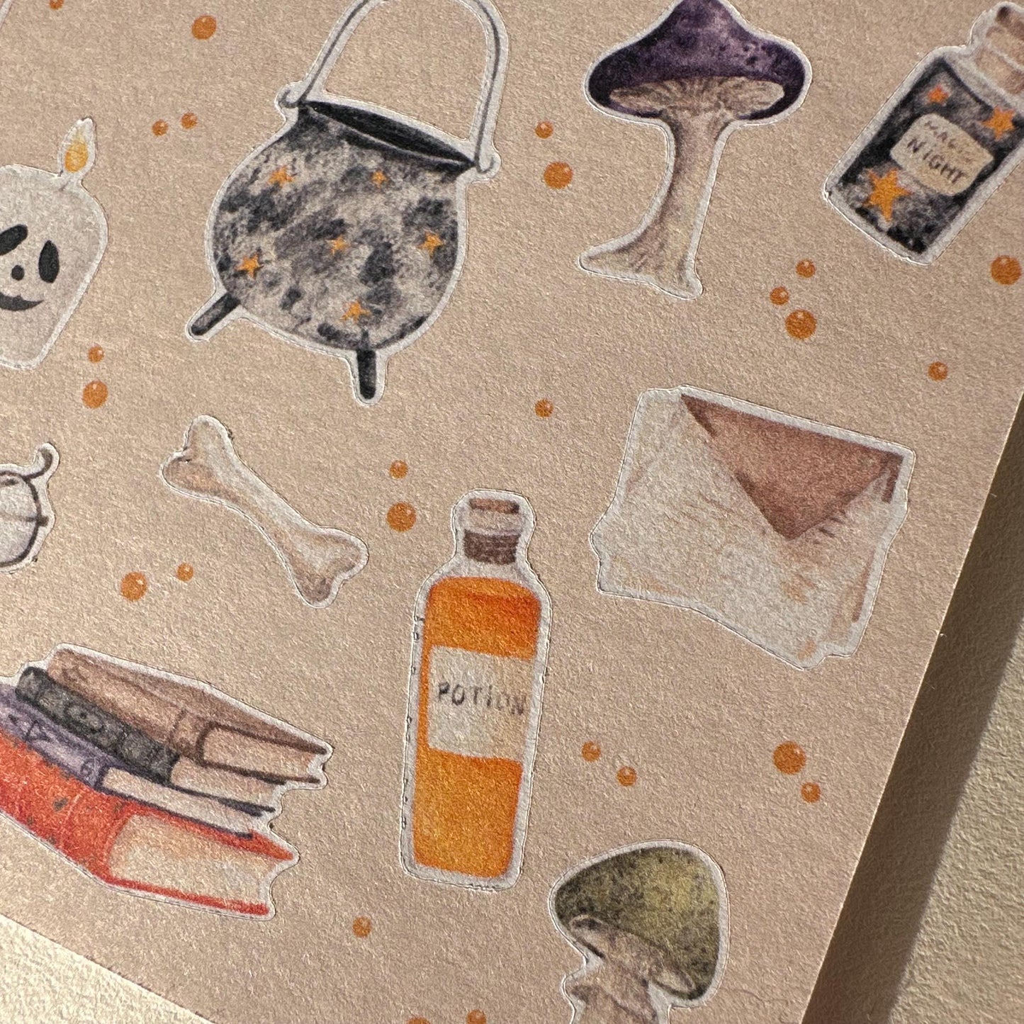 Apothecary Mini Halloween Sticker Sheet – 20 Mushroom & Potion Stickers | 4x6 | Ancient Recipe - Secret Spellbook