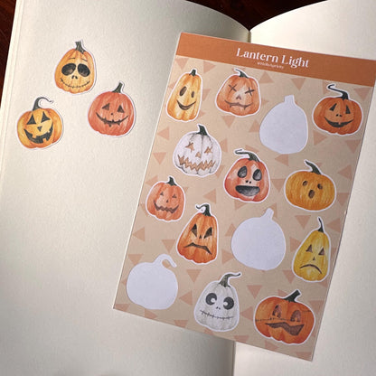 Pumpkin Mini Halloween Sticker Sheet – 14 Stickers | 4x6 | Lantern Light - Secret Spellbook