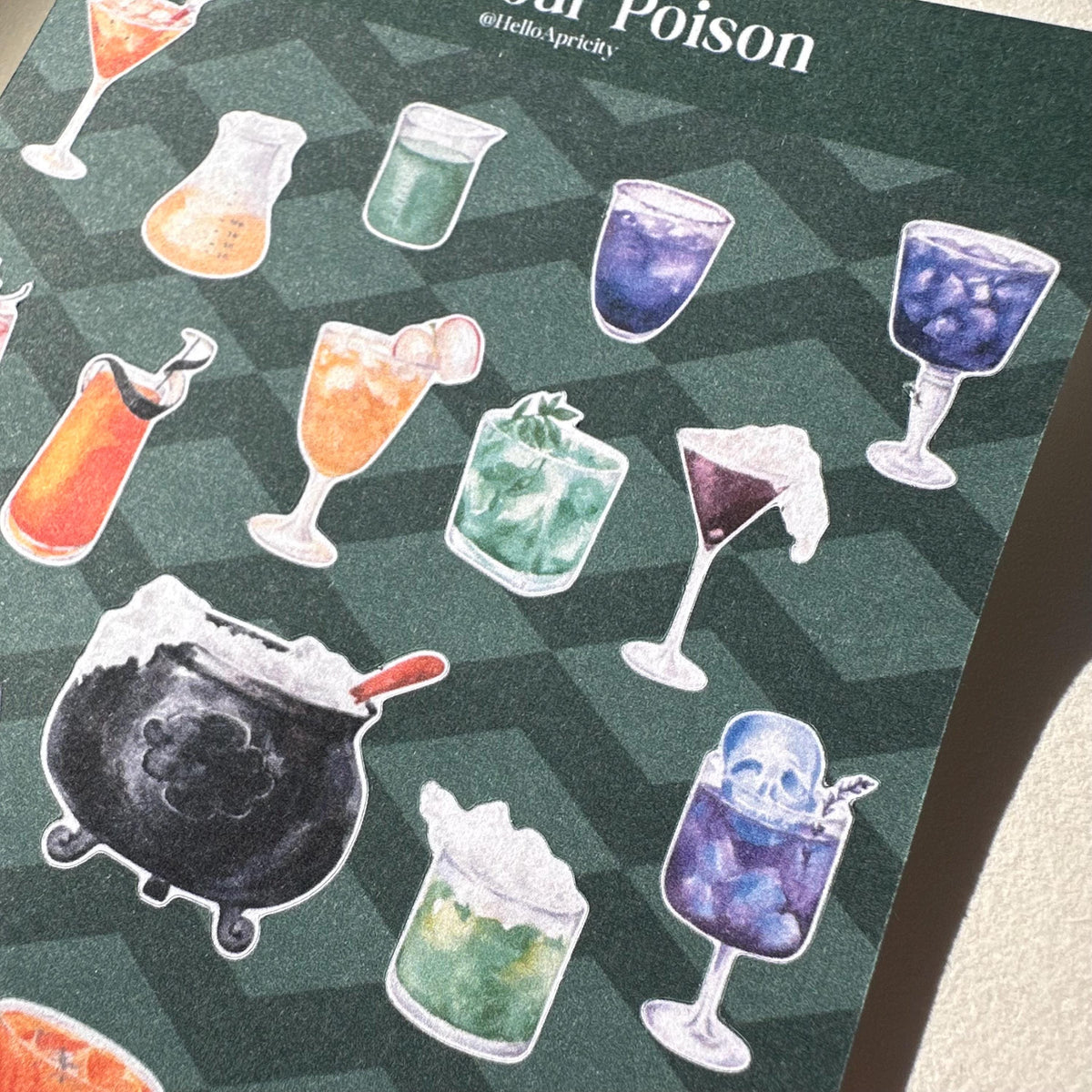 Pick Your Poison Mini Halloween Sticker Sheet – 24 Cocktail Witch Stickers | 4x6 | Secret Spellbook