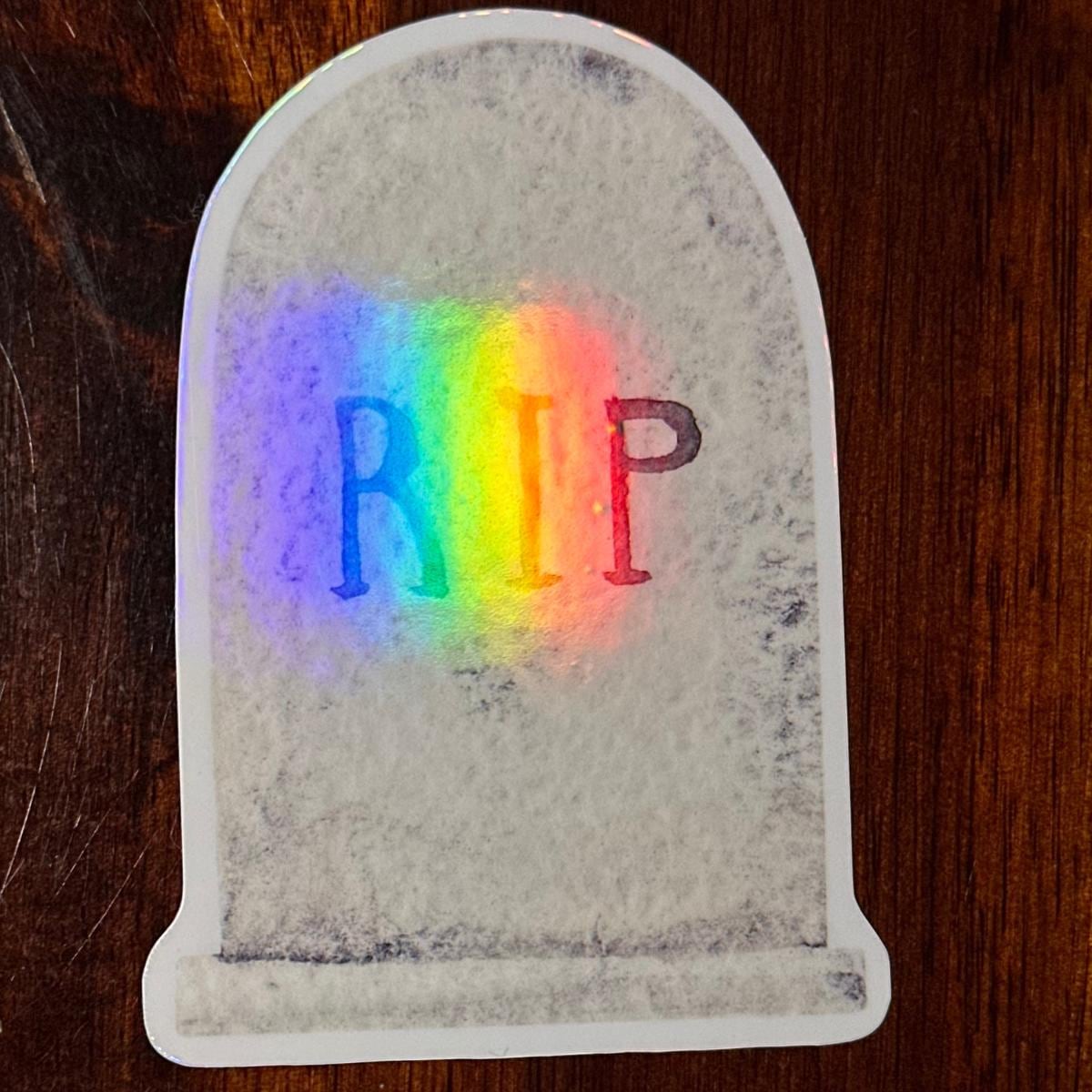 Moonlight Halloween Holographic Stickers – Skull, Gravestone, Pumpkin & Bat | Rainbow Shimmer Vinyl