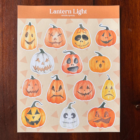 Pumpkin Halloween Sticker Sheet – 14 Stickers | Matte Kiss Cut | Lantern Light - Secret Spellbook